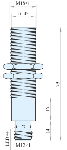 IPS18-S8PO79-A12, Senzor inductiv M18, Sn =  8mm, ecranat, PNP NO, 10-30 VDC, conector M12 [1]