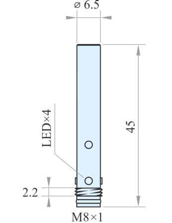 IPSD6-S2NO45-A8,  Senzor inductiv, NPN NO, Sn = 2mm, 10÷30 V DC, IP 67, conector M8 [1]