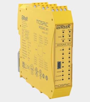 Bariere optice de protectie - MOSAIC M1(1100000), Unitate master standard. 8 intrari, 2 perechi OSSD (SIL 3),  2 iesiri PNP, blocuri terminale cu surub