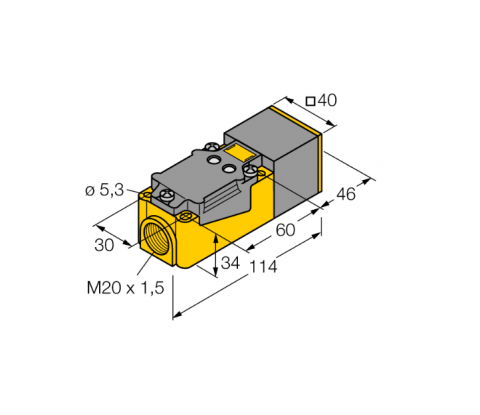 Comunicare Si Masurare - NI20NF-CP40-VP4X2, Senzor inductiv, rectangular 40 mm, Sn = 20 mm, PNP, 24 V DC
