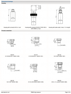 PBMN-25B38RA15302400000, senzor de inalta presiune, stainless steel, acuratete ±0.10 % FS, gama masura 0...400 bar,  presiune relativa, iesire semnal 4...20mA, conexiune cu cablu 1.5 m, 3 fire,  ecran [3]