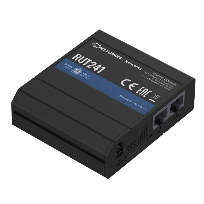 Router si switch-uri industriale - RUT241, router industrial compact 4G (LTE) echipat cu 2 porturi Ethernet, WiFi si software RutOS pentru solutii avansate de retea