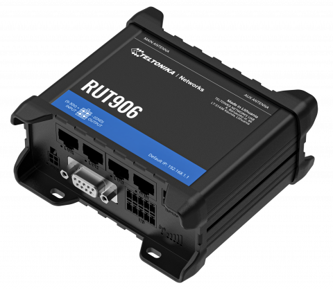 Router si switch-uri industriale - RUT906, 4G (LTE) echipat cu 4x porturi Ethernet, WiFi, Dual-SIM, GPS, un bloc de conector I/O, RS232/RS48