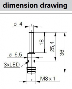 Senzor inductiv M8, Sn = 1 mm, 10-30 VDC, PNP NC, conector M8 [1]