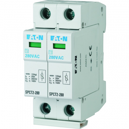 Limitator de supratensiuni - SPCT2-280/2, Limitator de supratensiune, tip 2, 2 poli, 40kA, 280VAC, DIN, IP40