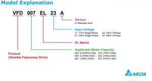 VFD004EL43A, Convertizor VFD-EL, IN 3x380 VAC, OUT 3x380 VAC, 0.4 kW, 1.5 A, control tensiune/frecventa, Functie PID, RS-485, Filtru EMI inclus [3]
