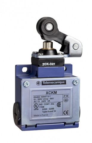 Limitatoare de siguranta - XCKM121, Limitator cursa, rola din material plastic Ø20mm, NO + NC, 10 A