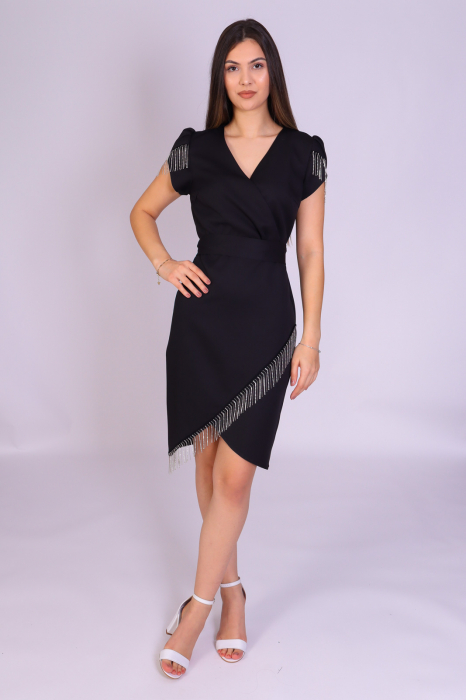 Rochie LILI office neagra cu accesorii argintii engros [2]