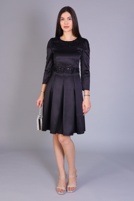 Rochie SOFIA din tafta cu fustă plisată și detalii din dantelă [2]