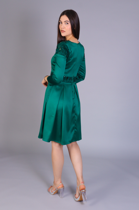 Rochie SOFIA din tafta cu fustă plisată și detalii din dantelă [5]