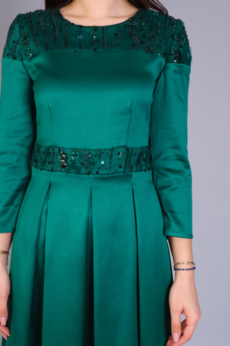 Rochie SOFIA din tafta cu fustă plisată și detalii din dantelă [4]