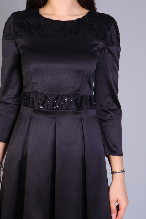 Rochie SOFIA din tafta cu fustă plisată și detalii din dantelă [3]