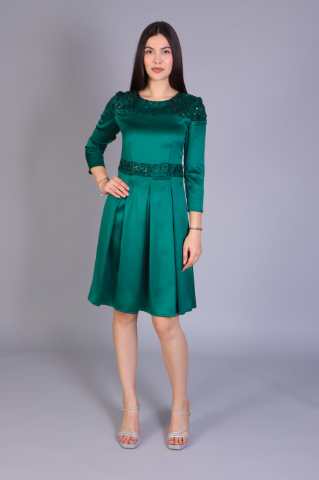 Rochie SOFIA din tafta cu fustă plisată și detalii din dantelă [2]