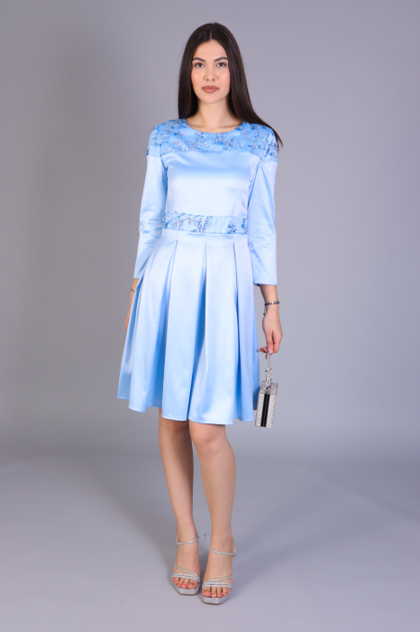 Rochie SOFIA din tafta cu fustă plisată și detalii din dantelă [2]