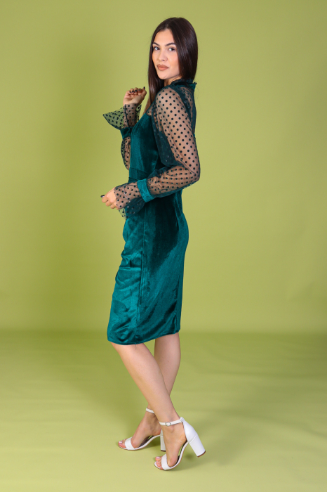 Rochie ADENA din Catifea si Plasa cu Buline, Engros [2]