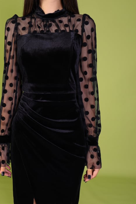 Rochie ADENA din Catifea si Plasa cu Buline, Engros [5]