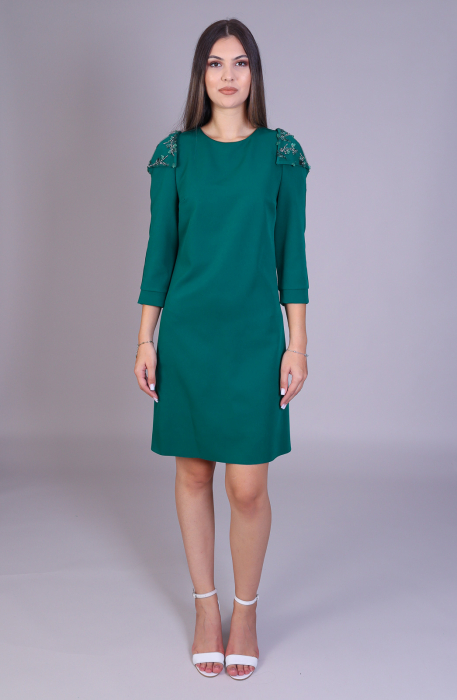 Rochie  ANICA verde cu decupaje la umeri [2]