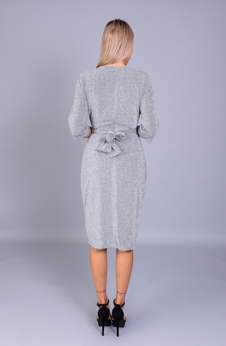 Rochie ANGRO AGRATA argintie din lurex [4]