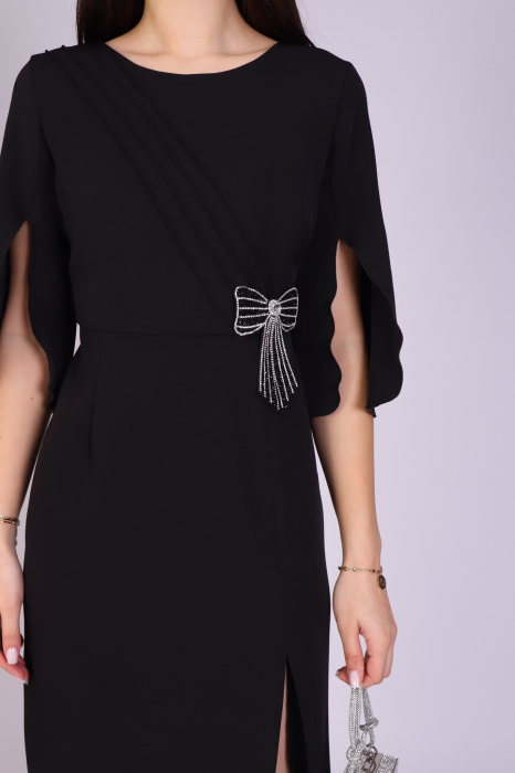 Rochie AJA din Stofa cu Accesoriu Argintiu [3]