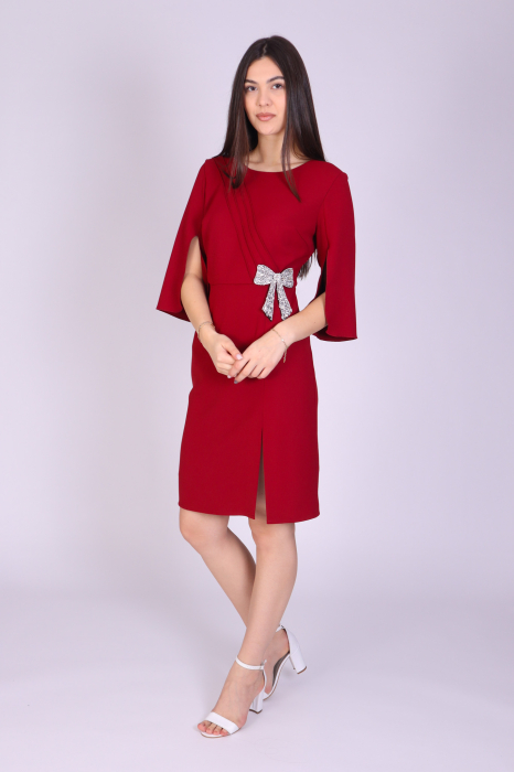 Rochie AJA din Stofa cu Accesoriu Argintiu [2]