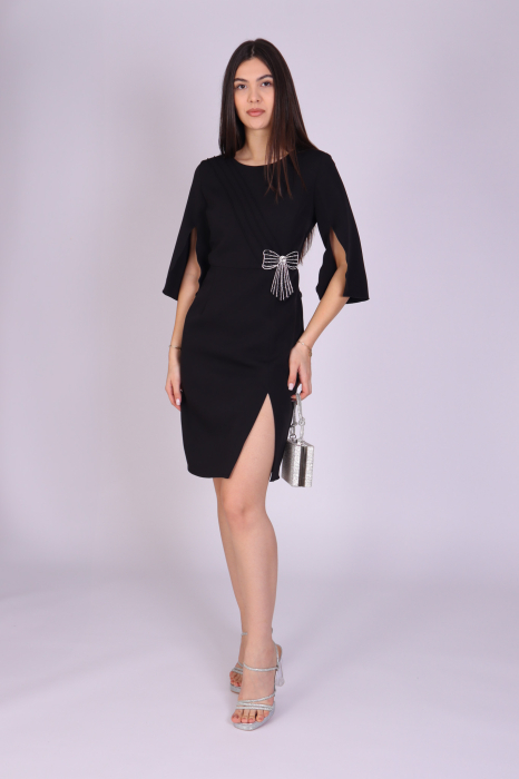 Rochie AJA din Stofa cu Accesoriu Argintiu [2]