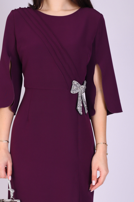 Rochie AJA din Stofa cu Accesoriu Argintiu [3]