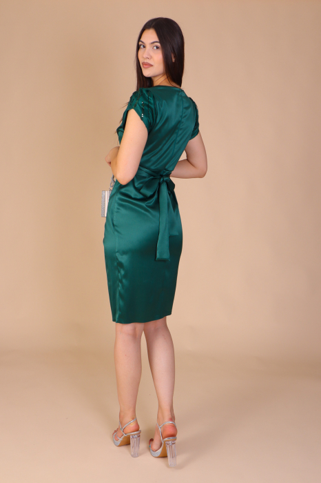 Rochie Alina, de Ocazie Elegantă cu Cordon Strălucitor și Mâneci Accesorizate [4]