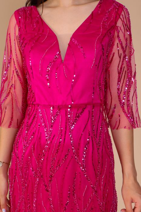 Rochia Ingrid, cu Pietricele din Sticlă și Decolteu [3]