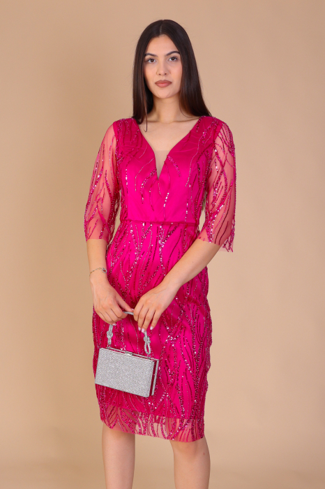 Rochia Ingrid, cu Pietricele din Sticlă și Decolteu [2]