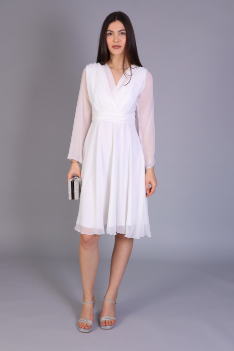 Rochie ALYA albă din voal, cu cordon detașabil [2]