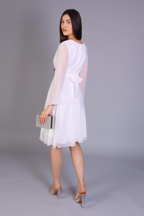 Rochie ALYA albă din voal, cu cordon detașabil [4]