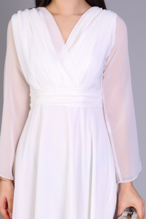 Rochie ALYA albă din voal, cu cordon detașabil [3]