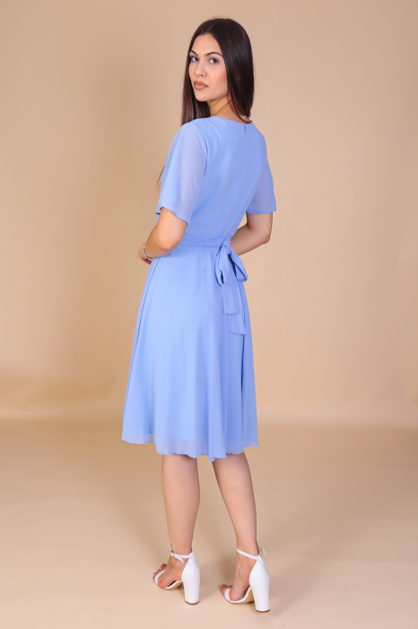 Rochie AMY din voal bleu cu accesoriu pe cordon [4]