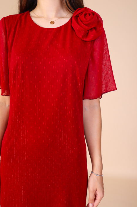 Rochie ELSA Bordo, din Voal cu Fir Lurex, Engros [3]