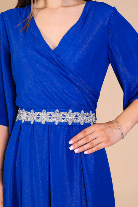 Rochie Aniela Albastra din Voal cu Fir Lurex, Engros [3]