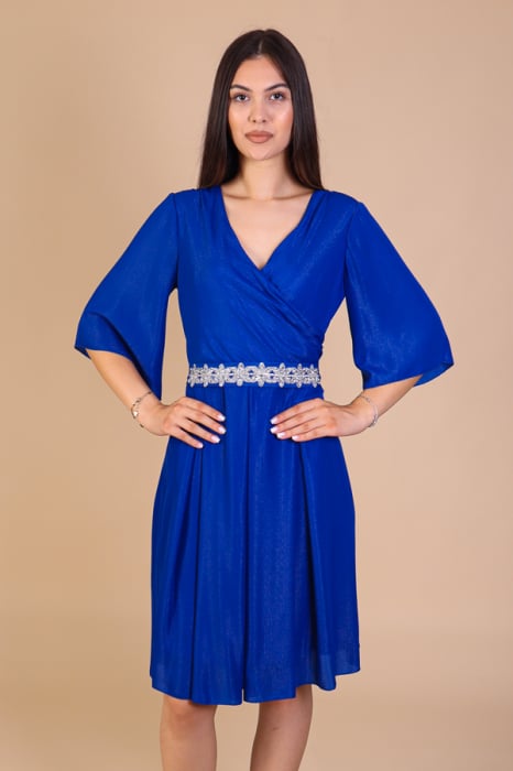 Rochie Aniela Albastra din Voal cu Fir Lurex, Engros [2]