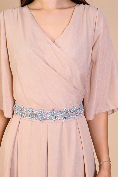 Rochie Aniela Bej, din Voal cu Fir Lurex, Engros [3]