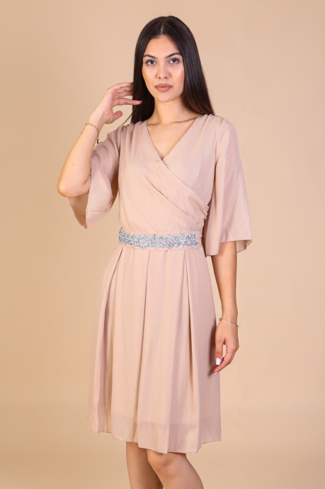 Rochie Aniela Bej, din Voal cu Fir Lurex, Engros [2]