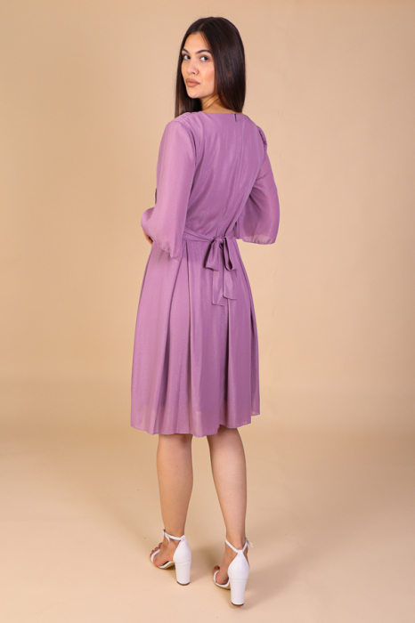 Rochie Aniela Lila cu din Voal cu Fir Lurex, Engros [4]