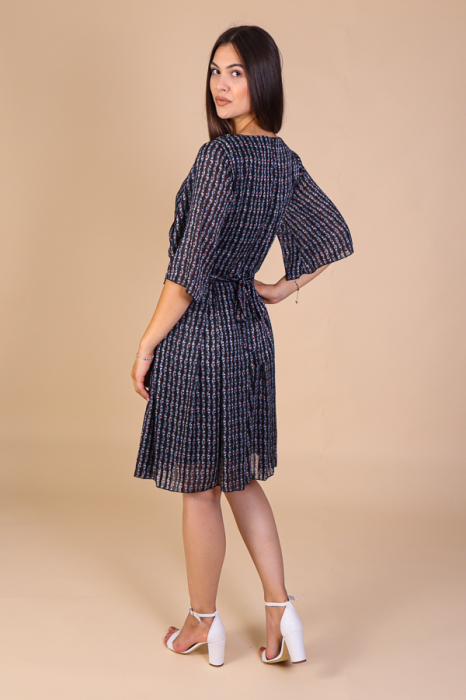 Rochie Aniela Neagra cu Imprimeu Colorat, Engros [4]