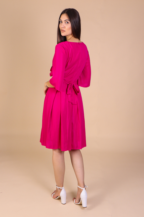 Rochie Aniela Ciclam din Voal cu Fir Lurex, Engros [4]