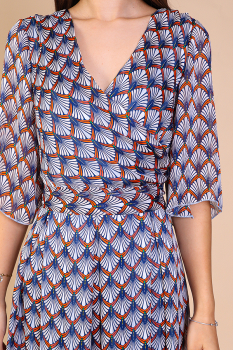 Rochie Aniela cu Imprimeu Albastru, Engros [3]