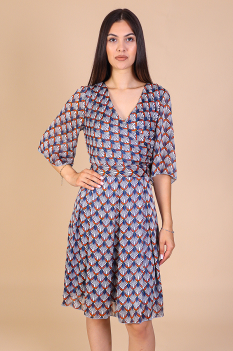 Rochie Aniela cu Imprimeu Albastru, Engros [2]