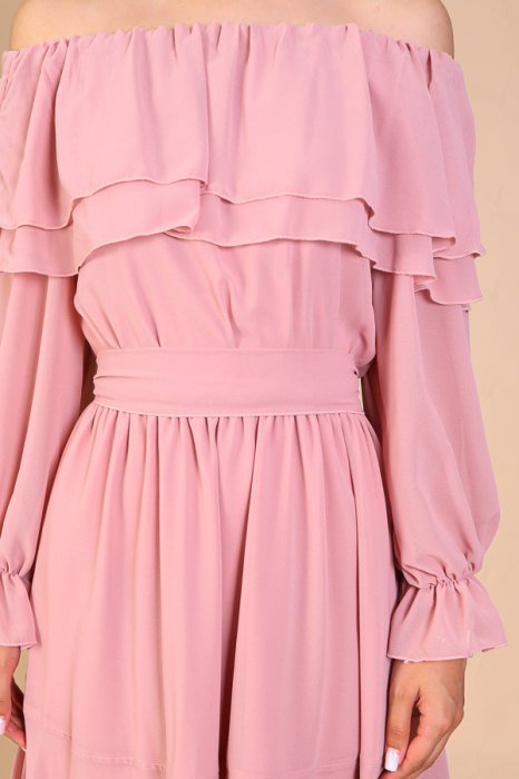 Rochie ANTONIA, Verde din Somon cu Volanase, Engros [4]