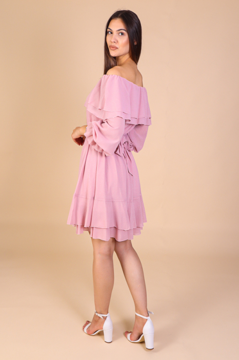 Rochie ANTONIA, Roz din Voal cu Volanase, Engros [4]