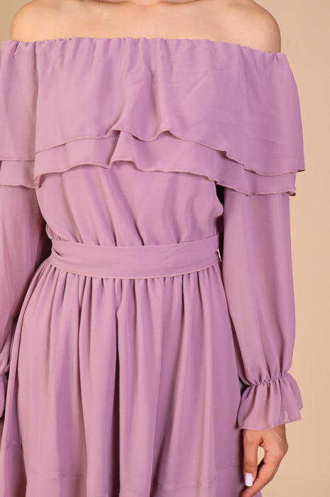 Rochie ANTONIA, Lila din Voal cu Volanase, Engros [3]