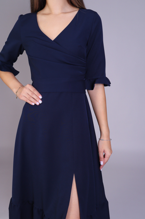 Rochie ARINA cu volanase bleumarin [3]