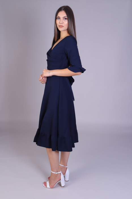 Rochie ARINA cu volanase bleumarin [4]