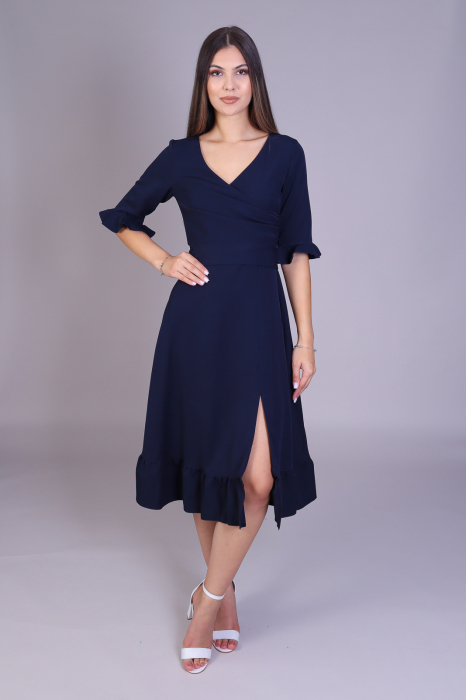 Rochie ARINA cu volanase bleumarin [2]