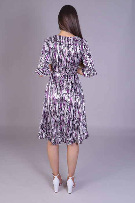Rochie ARINA cu volanase si imprimeu lila [4]